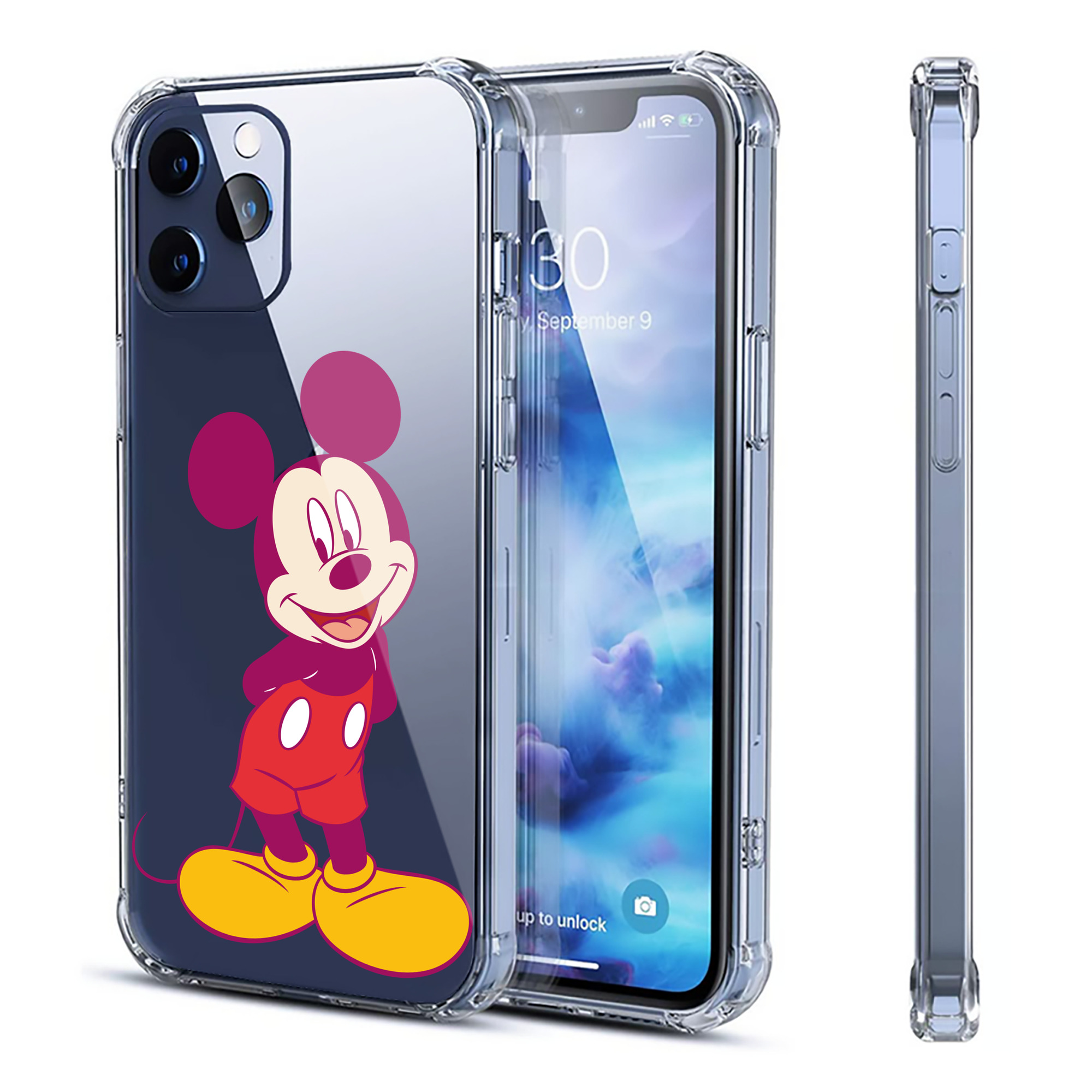 （画像用） ミッキーマウス Mickey Mouse 【iPhone 12シリーズ対応】透明スマホケース（クリアソフトケース）